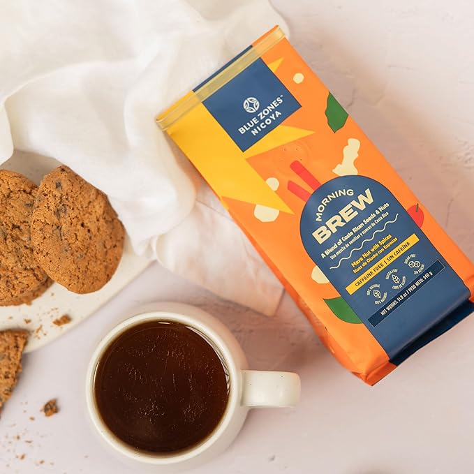 Blue Zones Nicoya - Morning Brew, Maya Nut and Spices- 100% Natural Ground Coffee Alternative - High Micronutrients - Gluten & Sugar-Free (12 oz/ 340 g)
