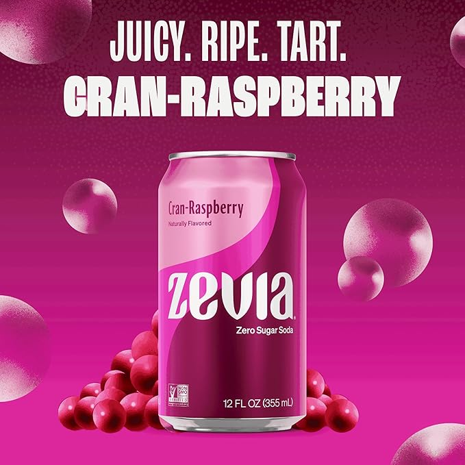 Zevia Zero Sugar Soda, Fruity Variety Pack, 12 oz Cans (24-Pack) ??Naturally Sweetened, Zero Calorie Sugar Free Soda - Non-GMO Project Verified, Gluten-Free, Vegan