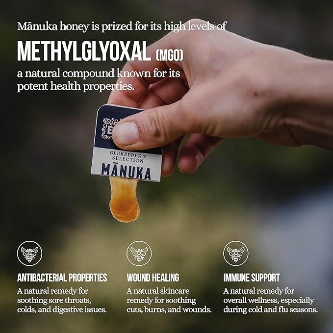 Manuka Emporium Raw Manuka Honey Packets MGO 263+ | 24 x 0.18oz Single-Serve Snaps | Certified Monofloral New Zealand Honey | UMF 10+ Equivalent | Travel-Friendly Superfood for Daily Wellness