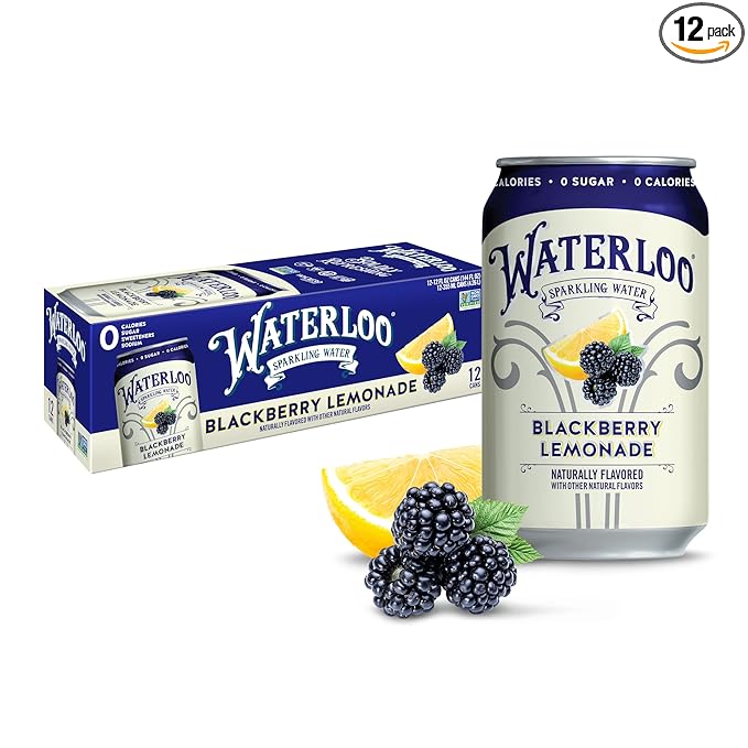 Waterloo Sparkling Water, Blackberry Lemonade Naturally Flavored, 12 Fl Oz Cans (Pack of 12) – Zero Calories and Zero Sugar or Sweeteners