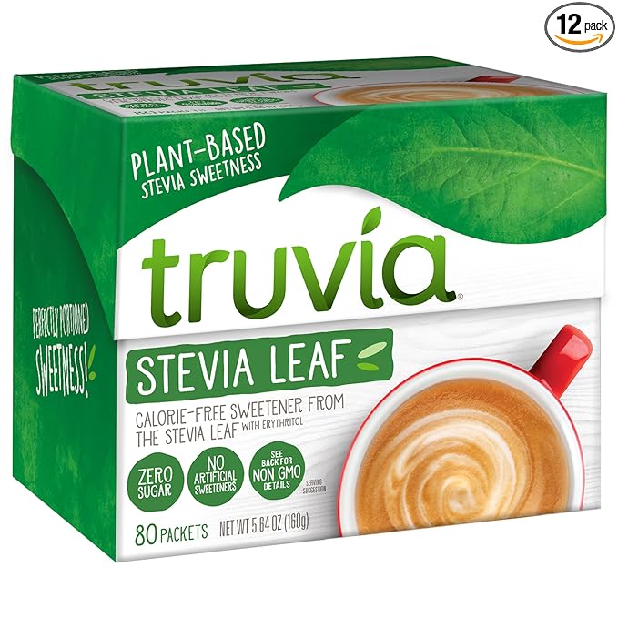 Truvia Natural Stevia Sweetener Packets, (Net Wt. 5.64 oz) (Pack of 12), 80 Count (Pack of 12)