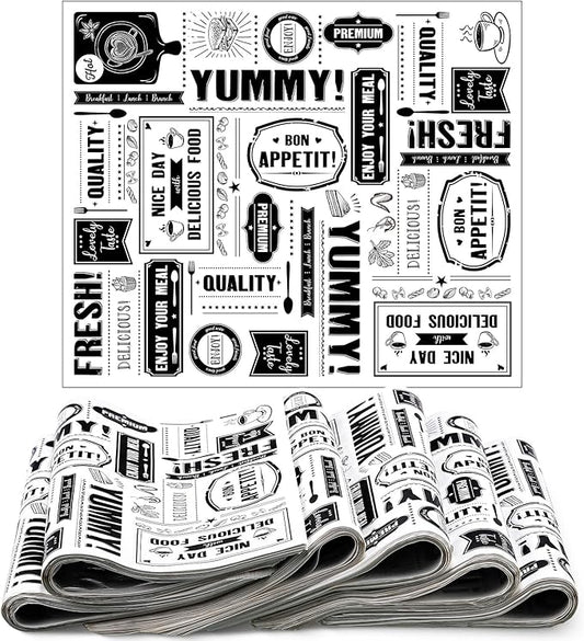 Seajan 13x15.8 Inch Newsprint Wax Paper Sheets Newspaper Theme Food Basket Liners Grease Resistant Paper Waterproof Sandwich Wrapping Paper Bakery Tissue for Hamburger Baking Kitchen Picnic (1000 Pcs)