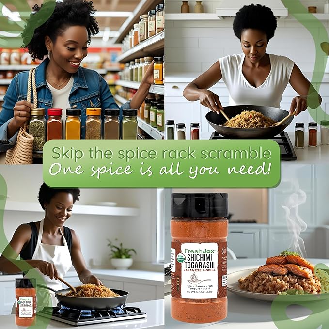 FreshJax Organic Shichimi Togarashi ??Japanese 7 Spice Seasoning Mix (5.4 oz) Non-GMO, Gluten-Free, Vegan, Keto, Paleo | Bold Umami Flavor for Ramen, Sushi, Rice, Grilled Meats, Vegetables