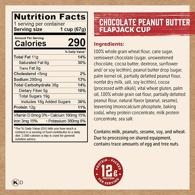 Kodiak Cakes Pancake On the Go, Chocolate Peanut Butter, 2.5 Ounce (Pack of 12)