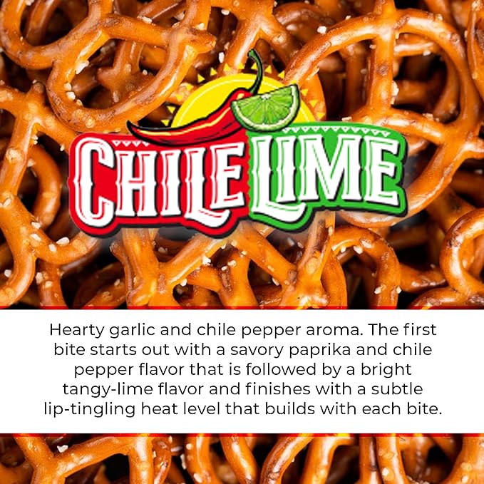 Knotty Pretzels ?쏷he Official Pretzel of Beer??7.5 oz Individual Seasoned Pretzels in Resealable Pretzel Snack Bags, The Perfect Pairing for Beer, Chile Lime Flavor (6-Pack)