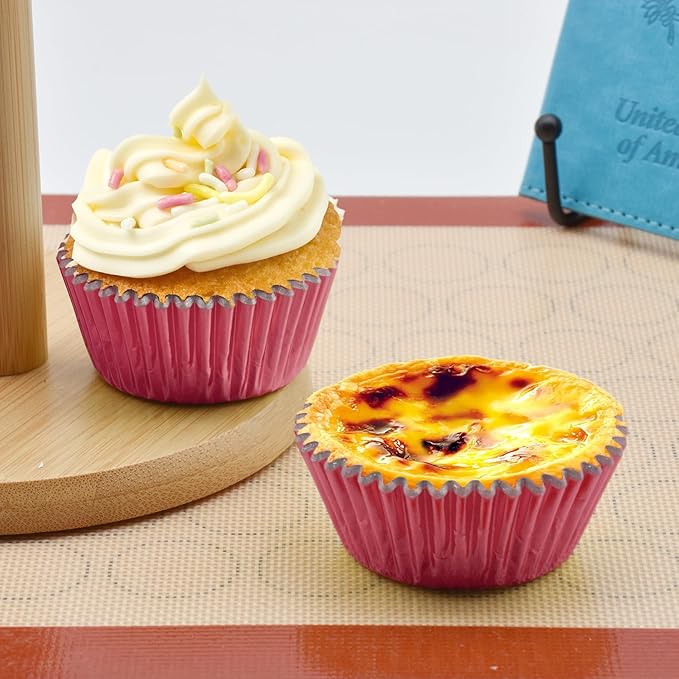 200 Pcs Red Foil Cupcake Liners Standard Baking Cups Muffin Paper Cases