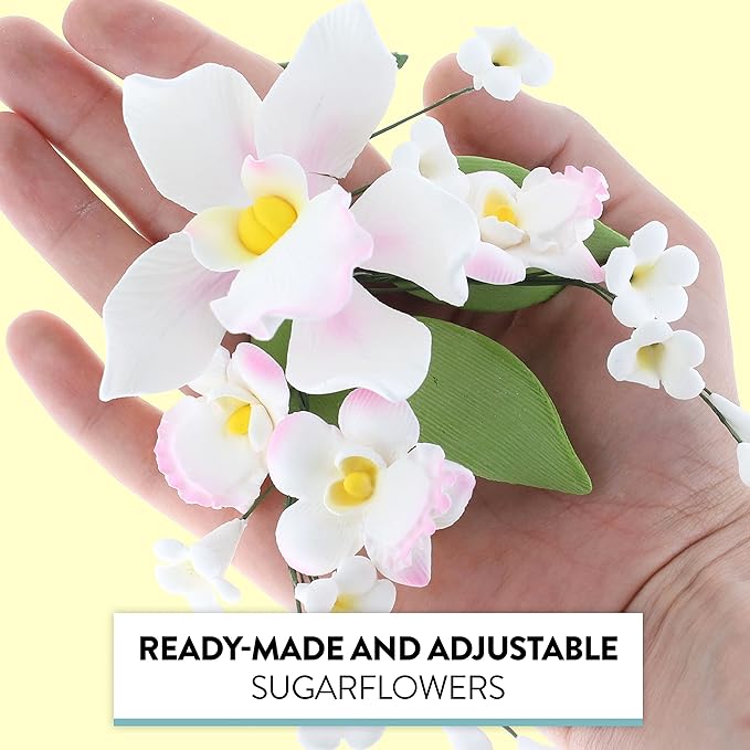 Global Sugar Art Cymbidium Orchid Spray Sugar Cake Flower, Pink, 1 Count by Chef Alan Tetreault