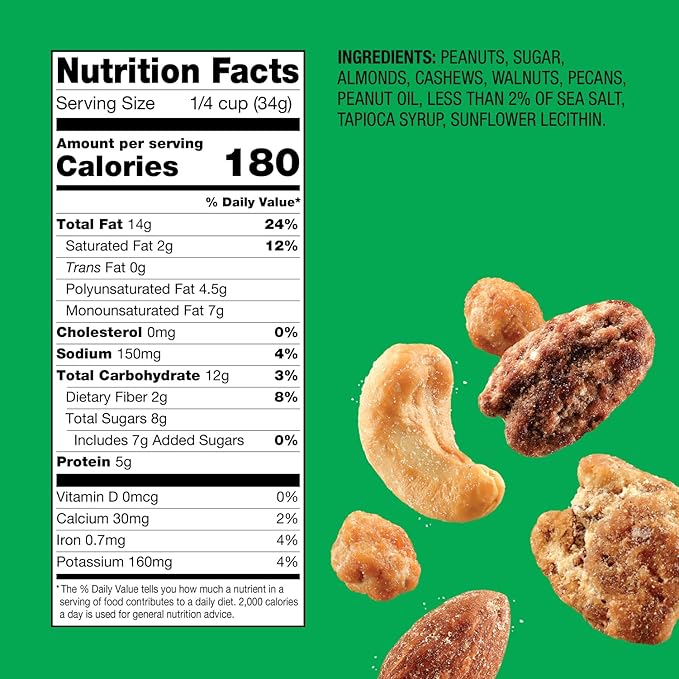 Emerald Salty Sweet Mixed Nuts (1-Pack) | 36oz Resealable Bulk Bag | Features Glazed Peanuts, Walnuts & Pecans, & Roasted Almonds & Cashews | No Artificial Flavors, Preservatives, or Synthetic Colors