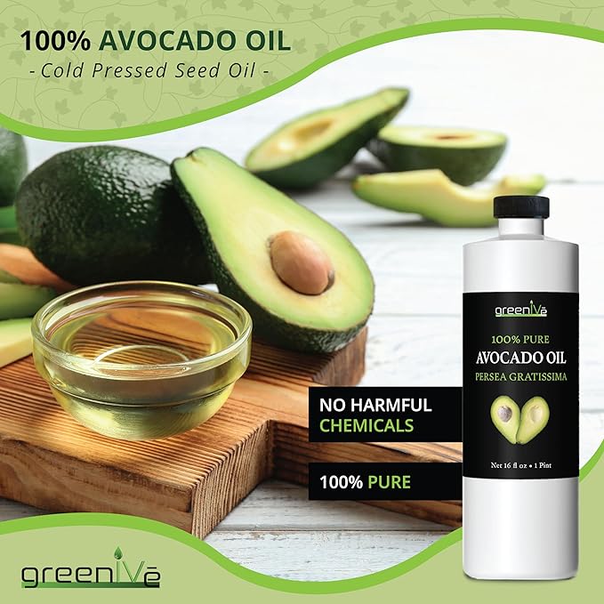 GreenIVe - Avocado Oil - 100% Pure Avocado Oil - Cold Pressed - Virgin - Exclusively on Amazon (16 Ounce) ??"<div>