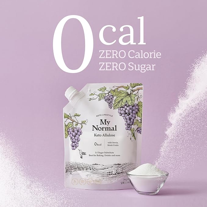 My Normal Keto Powdered Allulose 16oz - Allulose, Monk Fruit & Stevia Blend, 99.8% Allulose, 1:1 Sugar Substitute, Non GMO, Gluten Free, Zero Calorie Sweetener - 0g Net Carb, No Sugar
