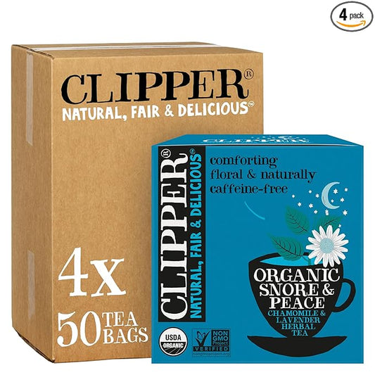 Clipper Tea Snore and Peace Chamomile & Lavender Herbal Tea ??Caffeine Free, USDA Organic, Great Hot or Iced ??Comfortingly Floral, Natural, Fair & Delicious ??200 Tea Bags