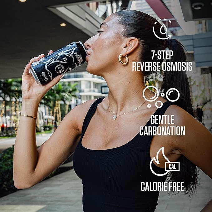 NDO H2O Premium Purified Water Case - 12 Pack (16 fl oz, Sparkling) | Reverse Osmosis Canned Water | Tested for Over 400 Impurities | Purified, Carbonated & Balanced | Alkaline & Minerals