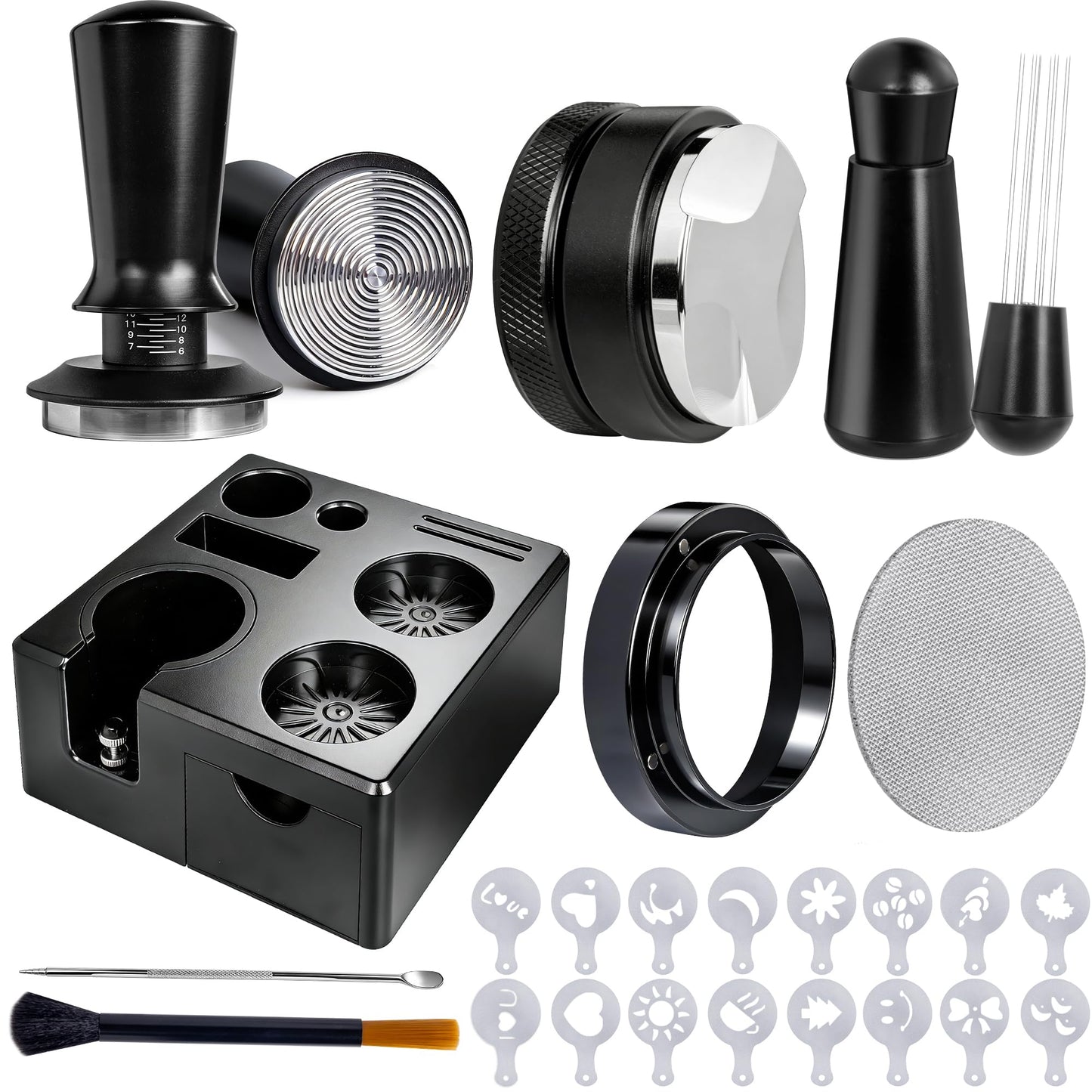 Aollewoiti 9 PCS 54mm Espresso Accessories Kit with Tamper Station