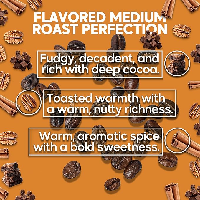 Sarasota K-Cup Coffee Pods | Medium Roast Flavored Coffee | Cinnamon Pecan Brownie | Single Serve for Keurig Brewers | Gourmet, Low Acid, Mold Free | 24 Count