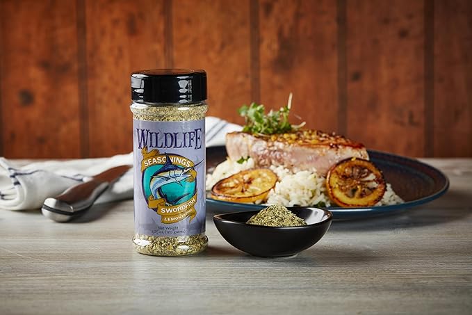 Wildlife Seasonings Swordfish Lemon Pepper ??Zesty Grilling & Dry Rub Seasoning for Seafood, Meat, & Vegetables ??Perfect Steak Marinade & Stuffing Seasoning ??Bold Citrus & Pepper Blend