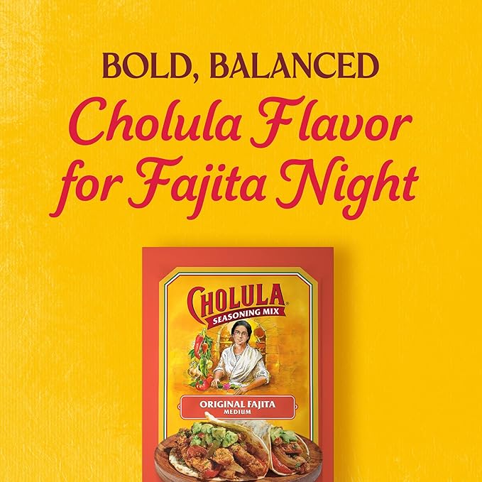 Cholula Seasoning Mix, Original Fajita, Medium Heat, For Chicken, Steak, Shrimp & Veggie Fajitas, 0.87 oz (Pack of 12)