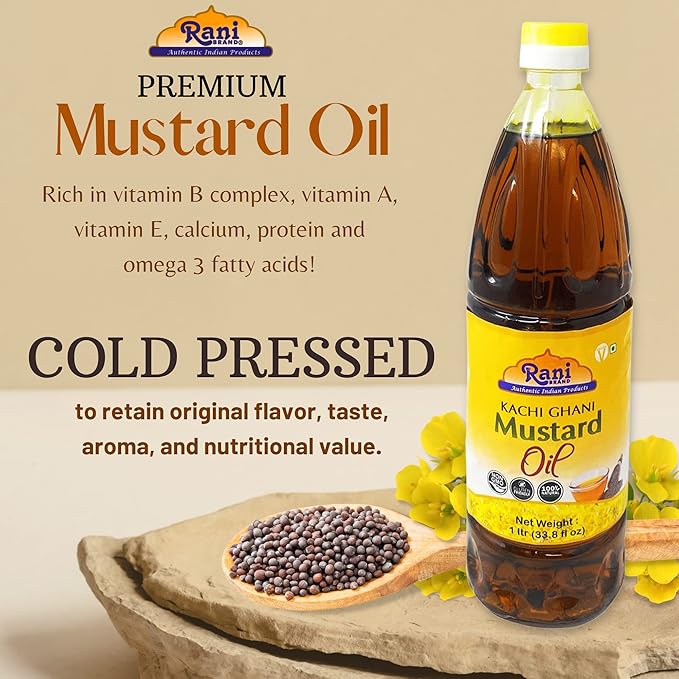 Rani Mustard Oil (Kachi Ghani) 16.9 Ounce (500ml) NON-GMO | Gluten Free | Vegan | 100% Natural | Kosher
