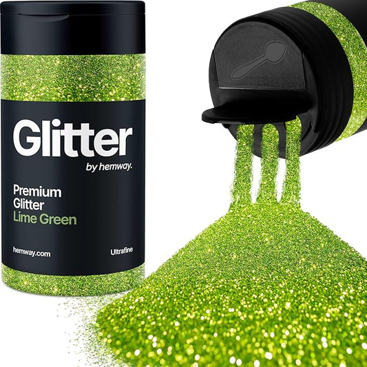 Hemway Premium Glitter Shaker - Lime Green | 130g Ultrafine Metallic Flake Sequins for Resin & Epoxy Crafts | Craft Supplies for Tumblers, Festival, Art