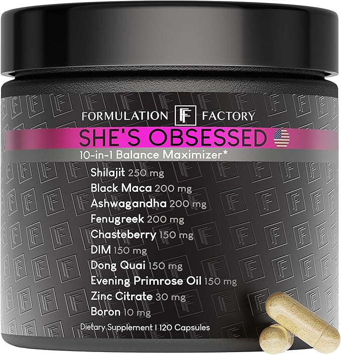 She's Obsessed: 10-in-1 Hormone Balance Maximizer with Shilajit, Maca, Ashwagandha, DIM, Dong Quai, Zinc & More for Vitality & Balance ??120 Capsules 2 Months