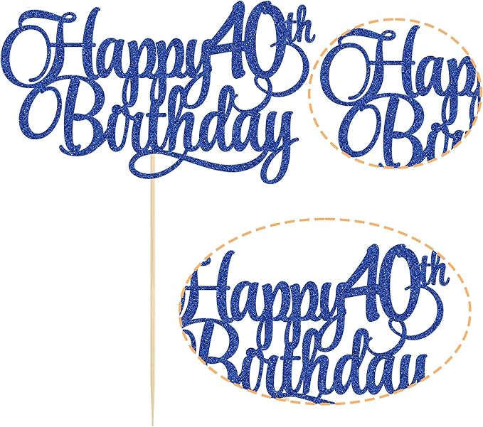 1 Pack Happy 40th Birthday Cake Topper Blue Glitter Number 40 Forty Years Old Birthday Cake Pick Decoration For 40th Birthday Celebrating Anniversary Party Supplies