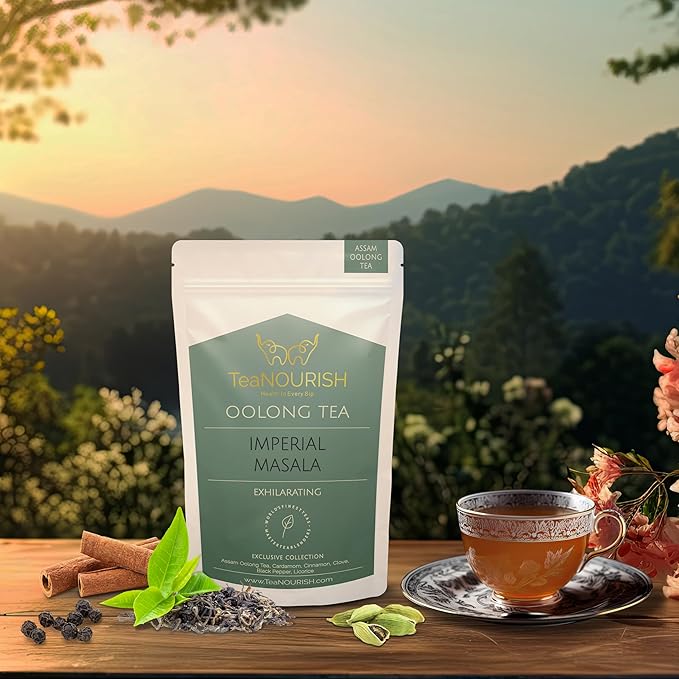 TeaNOURISH Imperial Masala Oolong Tea | Assam Loose Leaf | Floral Aroma & Flavor | Blend of Cardamom, Cinnamon, Clove, Licorice | 100% NATURAL INGREDIENTS - 1.76oz/50g (Pack of 2)