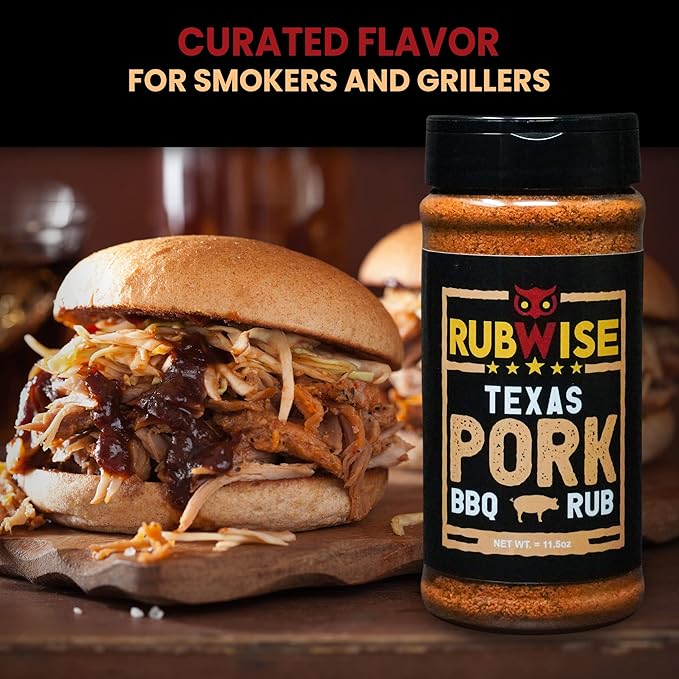 RubWise Texas Style BBQ Pork Rub (1lb) No MSG | Meat Barbecue Dry Rubs and Spices for Smoking and Grilling | Spice Blend Seasoning | Great on Spare Ribs, Tenderloin, Chops, Belly, Shoulder
