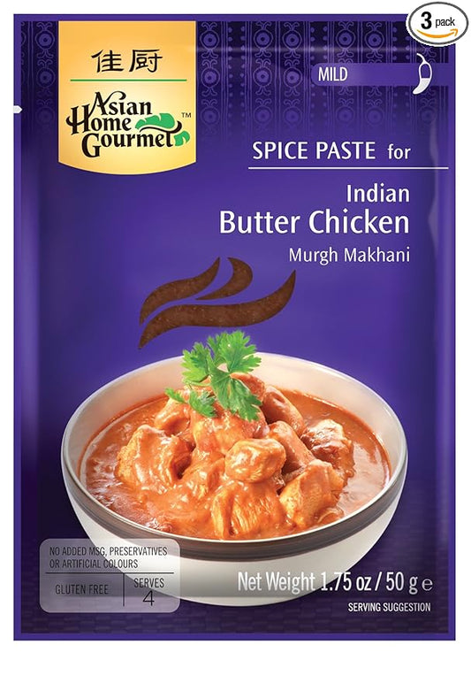Asian Home Gourmet Spice Paste for Indian Butter Chicken - Murgh Makhani. 1.75oz (Pack of 3)