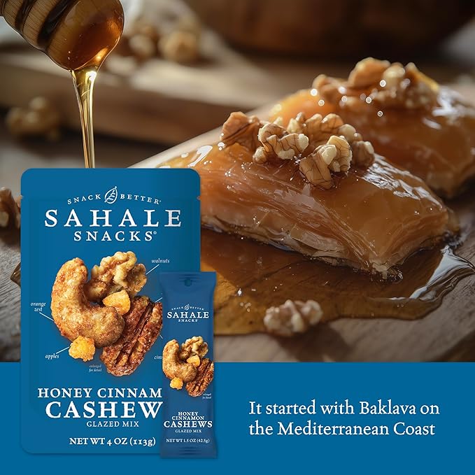 Sahale Snacks Honey Cinnamon Cashews Glazed Mix, 1.5 Ounce (Pack of 18)