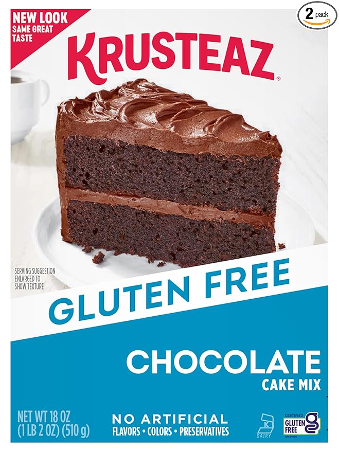 Krusteaz Gluten Free Chocolate Cake Mix, No Artificial Flavors, Colors, or Preservatives, 18 Ounce(Pack of 2)