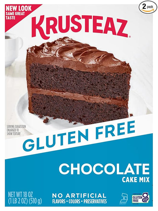 Krusteaz Gluten Free Chocolate Cake Mix, No Artificial Flavors, Colors, or Preservatives, 18 Ounce(Pack of 2)