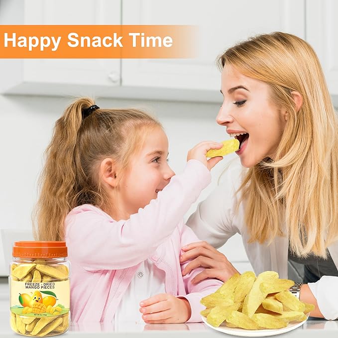 5 Oz Premium Freeze-Dried Mango Sliced, Freeze Dried Fruit Mangoes, Crunchy Natural Snack with Low Calories, Fresh Mango-Chips, Fruit Snacks for Kids, Travel, Smoothie, Yogurt, Baked Goods, Holiday Gifts