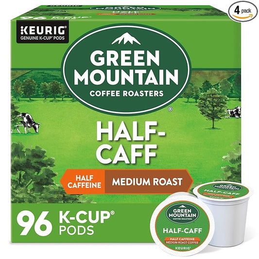 Green Mountain Coffee Roasters Half Caff Coffee, Keurig Single-Serve K-Cup pods, Medium Roast, 96 Count