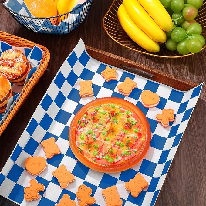 Honeydak 600 Pcs Sandwich Wrapping Paper Sheet 15x15 Checkered Food Wax Sheets Parchment Burgers Paper Basket Liner Grease Restaurant Wedding Party Supplies for Wrapping Bread BBQ