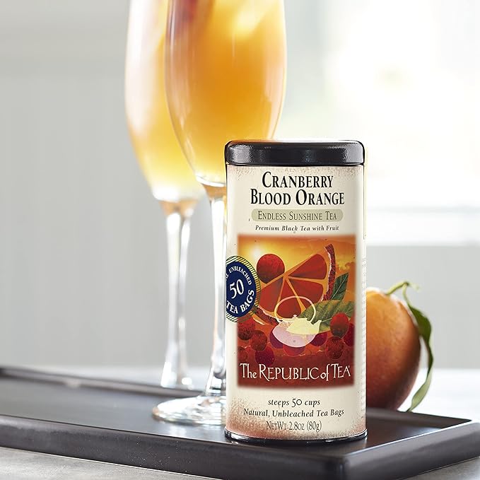 The Republic of Tea - Cranberry Blood Orange Black Tea, Tin of 50 Tea Bags