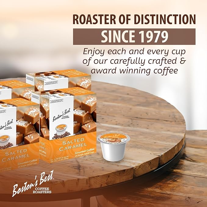 Boston’s Best - Salted Caramel Flavored Delicious Gourmet Coffee Compatible with Keurig Coffee Maker, 24 Count (Pack of 4)