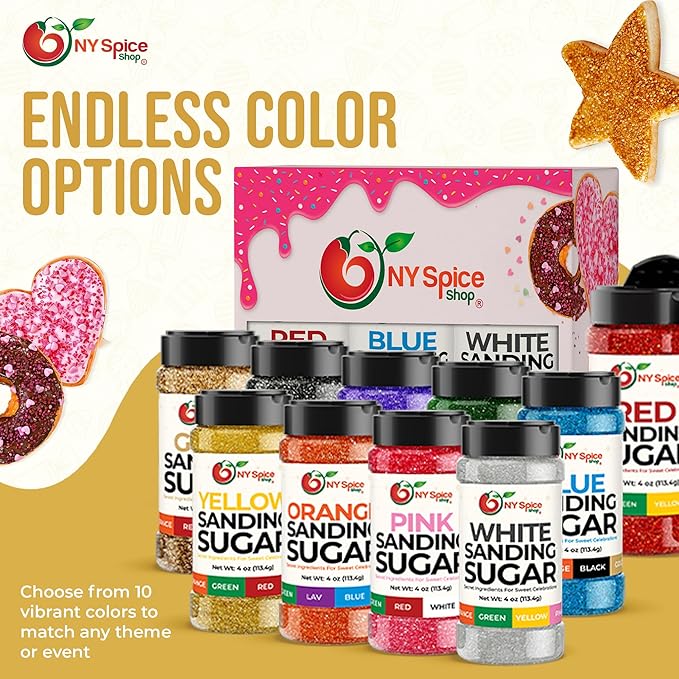 NY Spice Shop Golden Sanding Sugar - 4 Ounce Sweet Colorful Edible Sprinkles For Candy Dish - Sugar Sprinkles For Cake Decorating Cookies Basket & Dishes