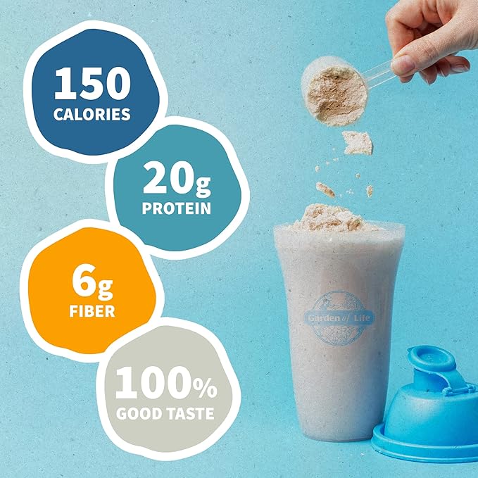Garden of Life Meal Replacement Shakes, Vegan, Raw, Organic, Lightly Sweet Protein Powder with Plant Based Pea Protein, Sprouts, Greens, Probiotics, 14 Servings