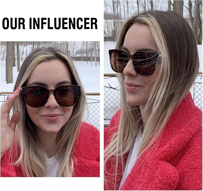 DUCO Oversized Polarized Sunglasses Womens Trendy Mirrored Shades Retro Round Vintage Light Weight UV400 Sun Glasses W016
