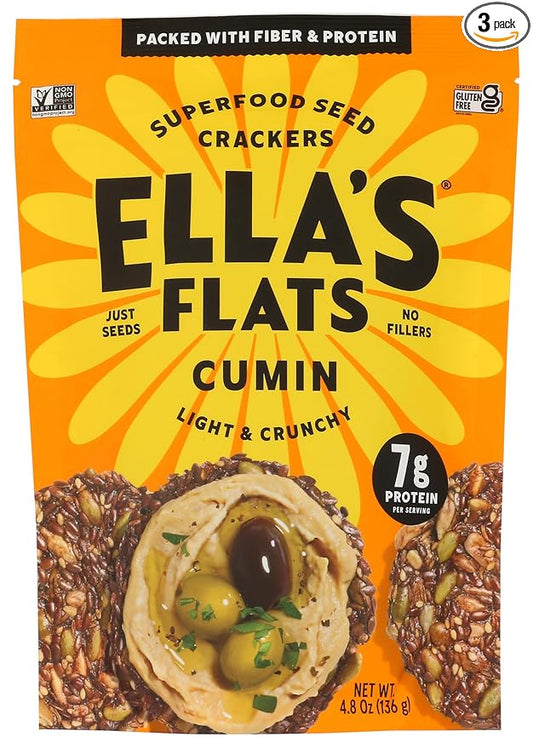 Cumin All Seed Savory Crisps – All Natural, Gluten Free, Good Source of Protein, High Fiber, Vegan and Keto Friendly (3 Pack)
