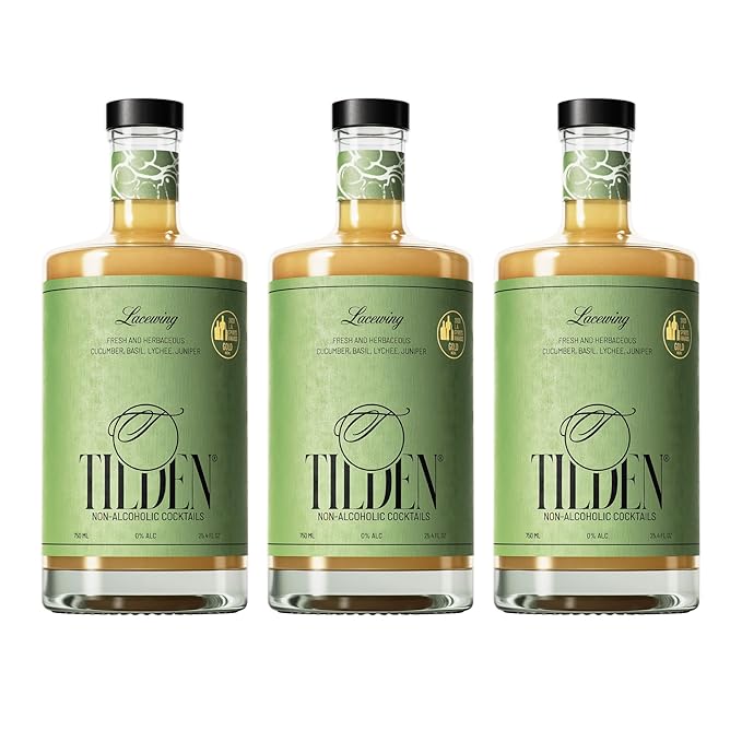 Tilden Lacewing, Multi Award Winning Non-Alcoholic Cocktail, Vegan and No Sugar Added, Cucumber, Basil, Lychee, and Juniper, 750ml (Pack of 3)