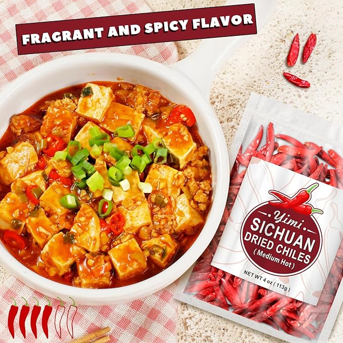 Yimi Dried Chili Peppers 6 Pack Bundle - Arbol, Guajillo, Thai, Sichuan Medium Hot, Sichuan Super Hot, Guizhou, Super Pack of Dry Whole Pepper Chiles (24oz Total), Ideal for Gift