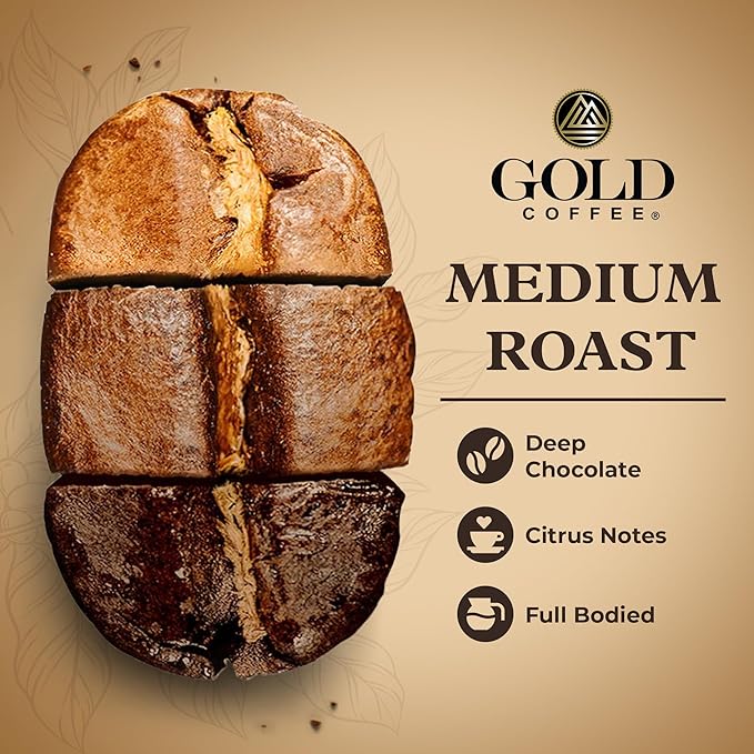 Gold Coffee | Blue Mountain Premium Blend | Medium Roast, Whole Bean | 100% Arabica Coffee | 1 lb.