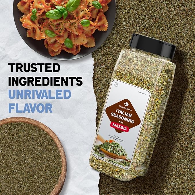 Dependable Food Italian Seasoning - 4 oz. Resealable Pouch - Non-GMO, Natural, No Additives, No Salt, Allergen-Free, Kosher