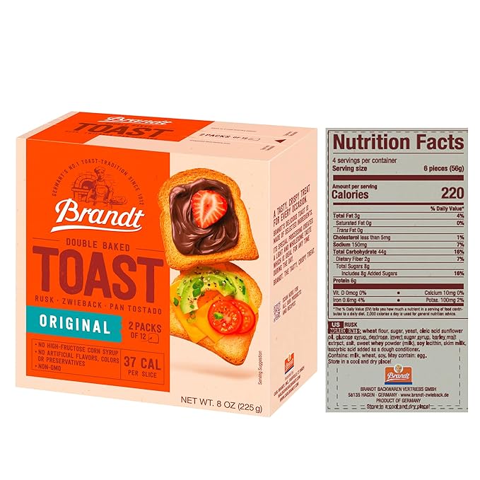 Brandt Toast, Zwieback, Double Baked, 8 Ounces (pack of 3, Original)