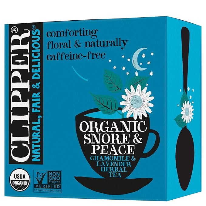 Clipper Tea Snore and Peace Chamomile & Lavender Herbal Tea ??Caffeine Free, USDA Organic, Great Hot or Iced ??Comfortingly Floral, Natural, Fair & Delicious ??50 Tea Bags
