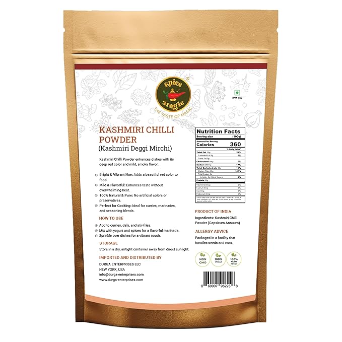 Spice Magic Kashmiri Chilli Powder ~ 7oz (200g) I 100% Pure, Aromatic & Natural I Low Heat I Non-GMO I Indian Origin - Red Pepper Powder