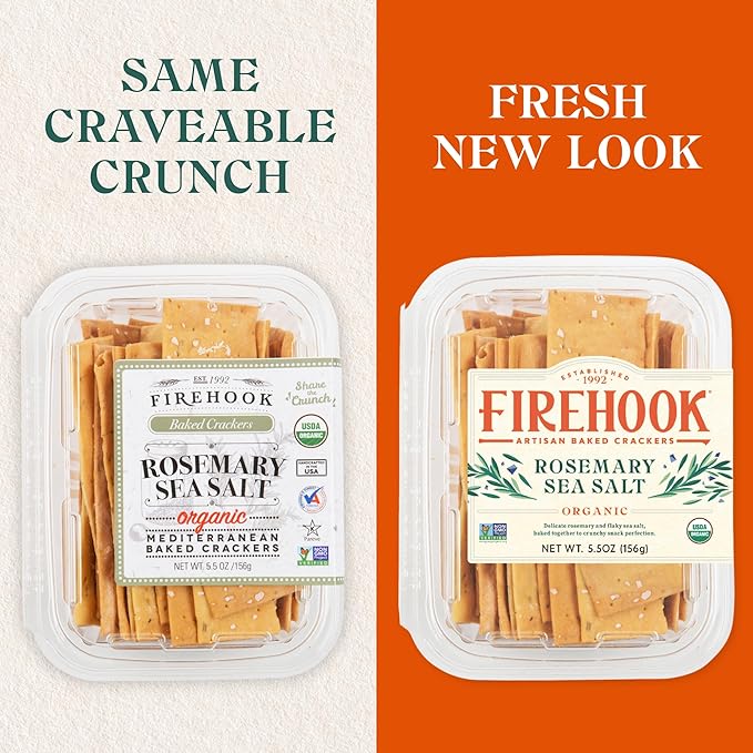 Firehook Baked Crackers Organic Rosemary Sea Salt Crackers, 5.5 Oz
