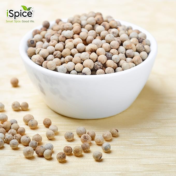 iSpice Whole White Peppers Spices and Seasonings for Cooking, 7.3Ounce White Peppercorns Seasoning, Fine And Gluten Free Whole pepper white Seasoning (208g-Pack Of 1)