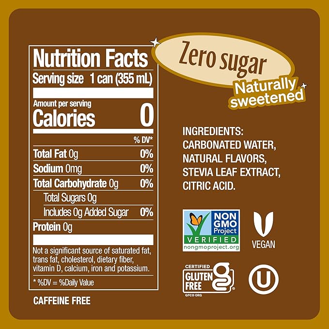 Zevia Zero Sugar Soda, Creamy Root Beer, 12 oz Cans (24-Pack) ??Naturally Sweetened, Non-GMO Project Verified, Gluten-Free, Vegan