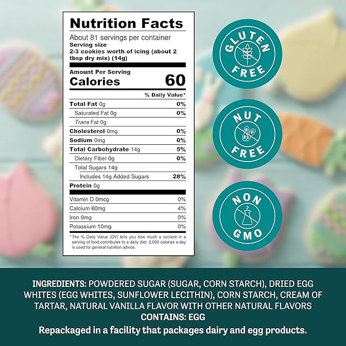 Judee's Royal Icing Mix 2.5 lb - Frost Cookies Like a Professional - For Decorating and Baking - Just Add Water - Non-GMO, Gluten-Free and Nut Free - Royal Icing Mix for Cookies